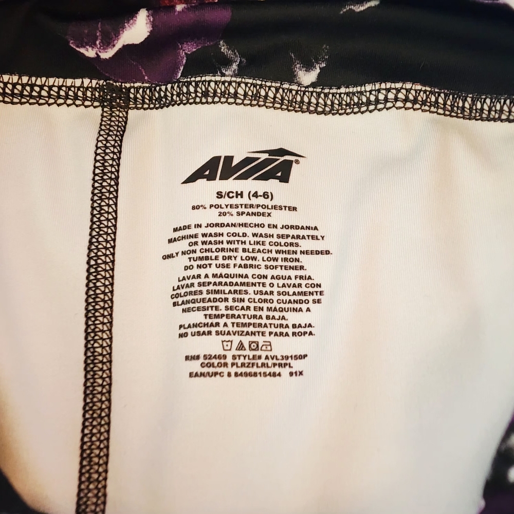 Avia Women's Athletic 7/8 Leggings Size S Black Floral Print - Picture 2 of 6